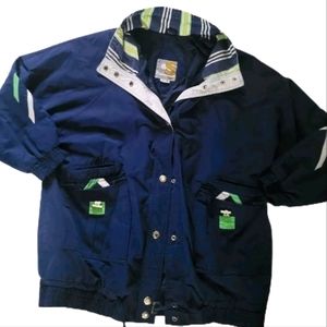 Current Seen Men's Jacket size 1XL,  blue/navy,  acrylic, polyester, cotton